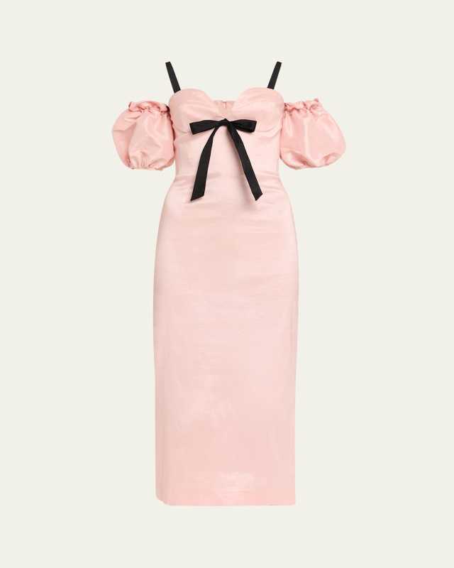 Stella Strapless Taffeta Midi Dress